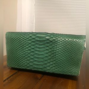 Green Python Leather Clutch NWOT